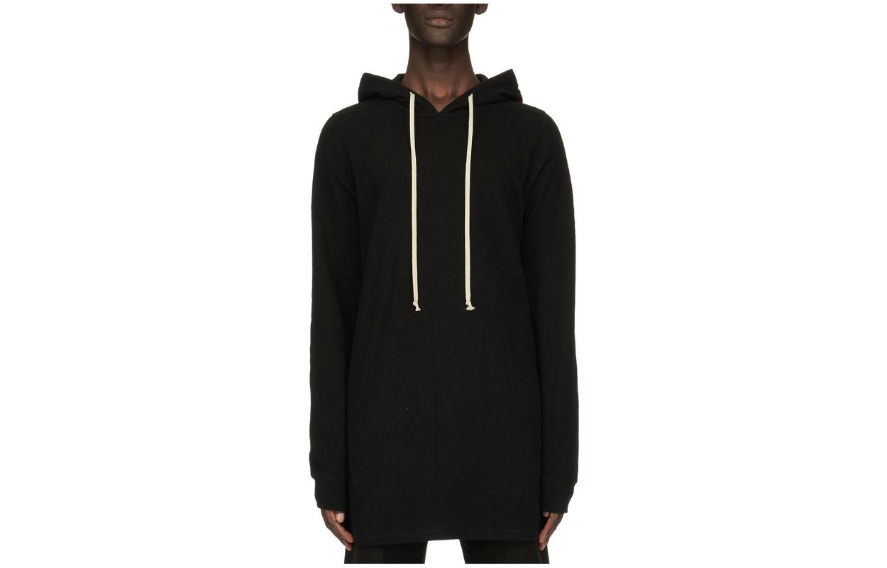 Rick Owens Black Plain Pullover Hoodie Long Sleeve Loose Fit RU02C7285BG-09