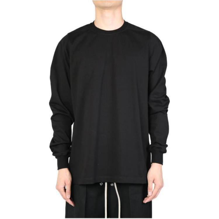 Rick Owens Black Solid Color Crewneck Pullover Long-Sleeve Sweatshirt RU02D6277BA-09