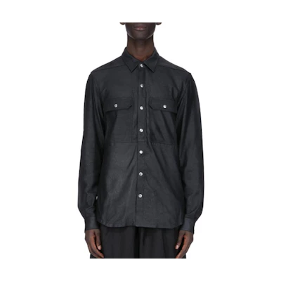 Rick Owens Black Solid Color Long-Sleeve Jacket RU01E5729LBA-09
