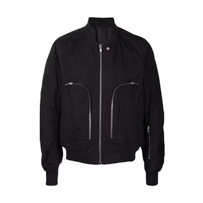 Rick Owens Black Solid Color Stand Collar Fitted Long Sleeve Jacket RU01C4791TE09