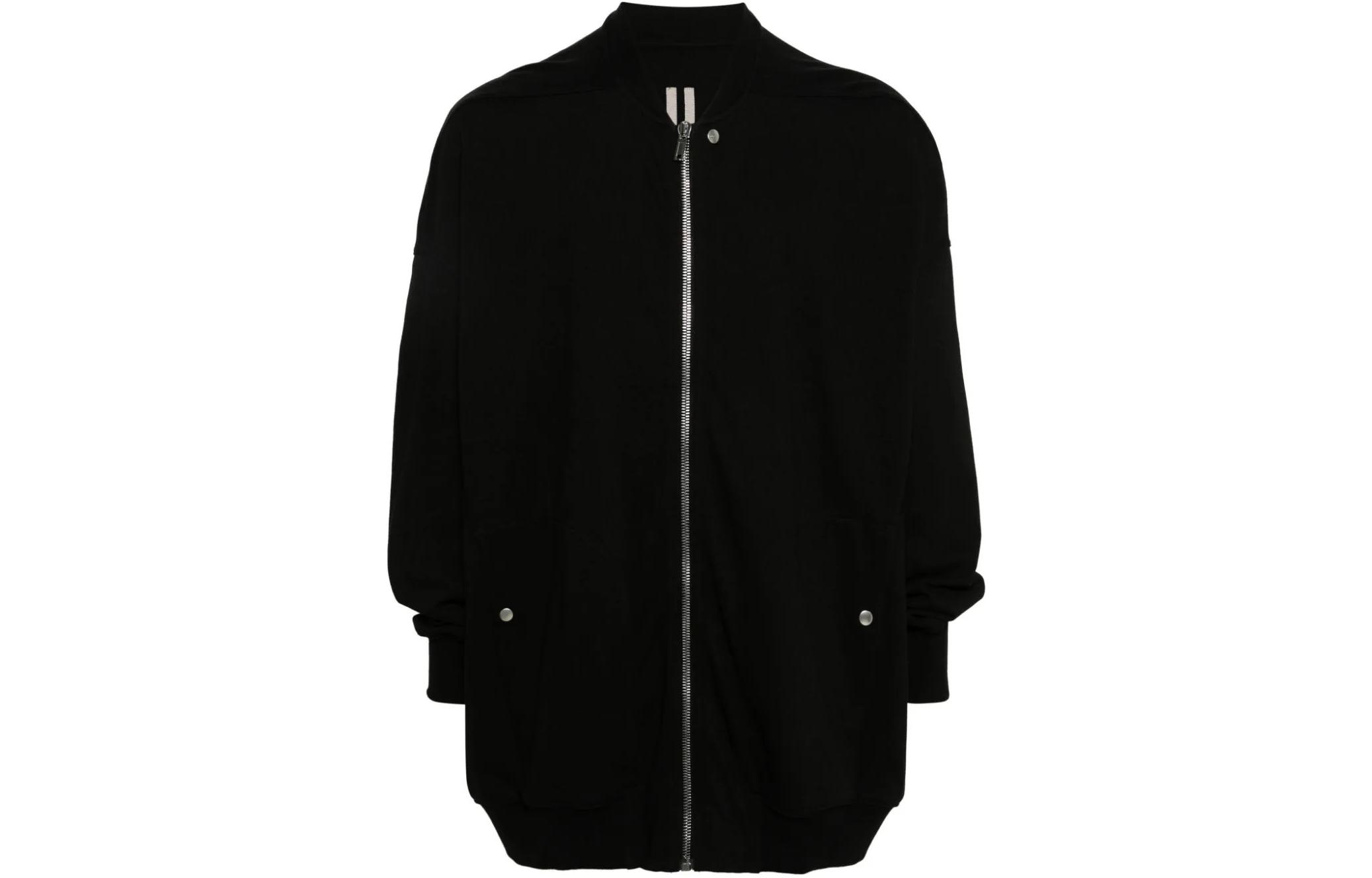 Rick Owens Black Solid Color Zip-Up Bomber Jacket RU01D3243BA-09