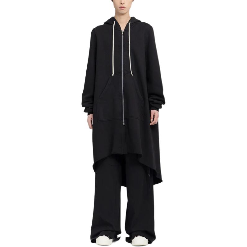 Rick Owens Black Solid Color Zip-Up Hoodie DU01D1293F-09