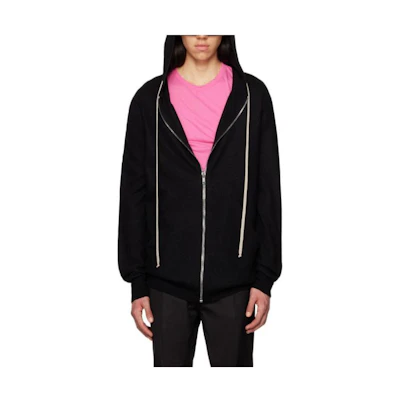Rick Owens Black Solid Color Zip-Up Hoodie Jacket RU01C4614WSB-09