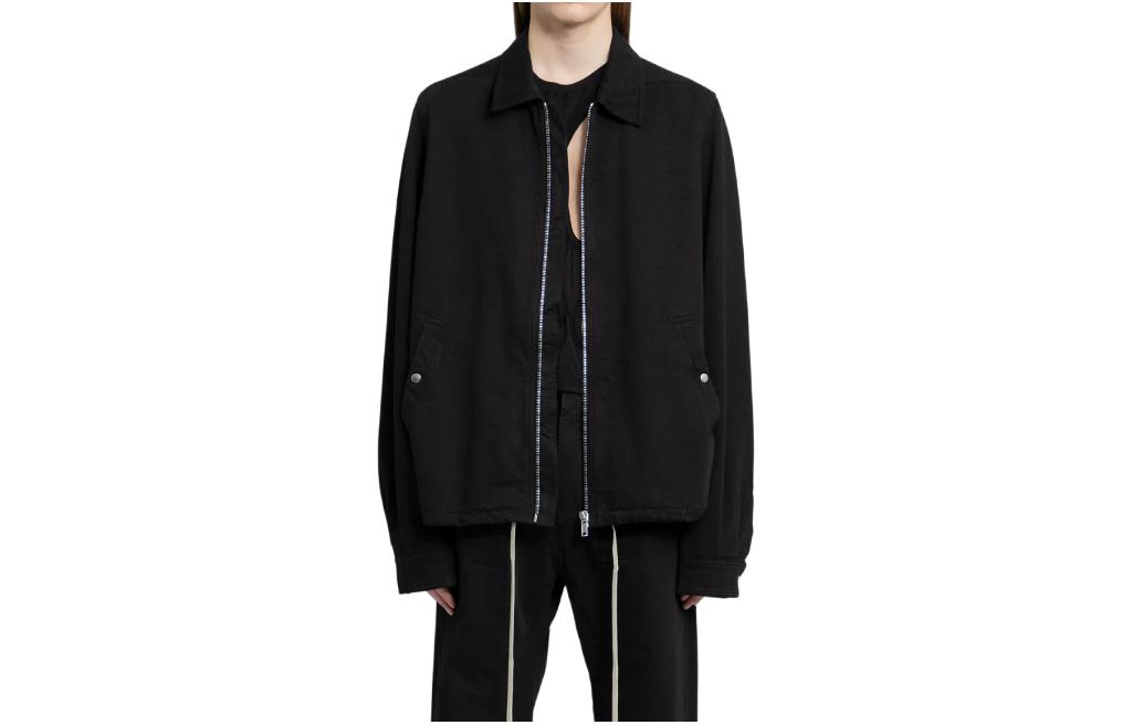 Rick Owens Black Solid Color Zip-Up Long Sleeve Jacket DU01D1783CB-09