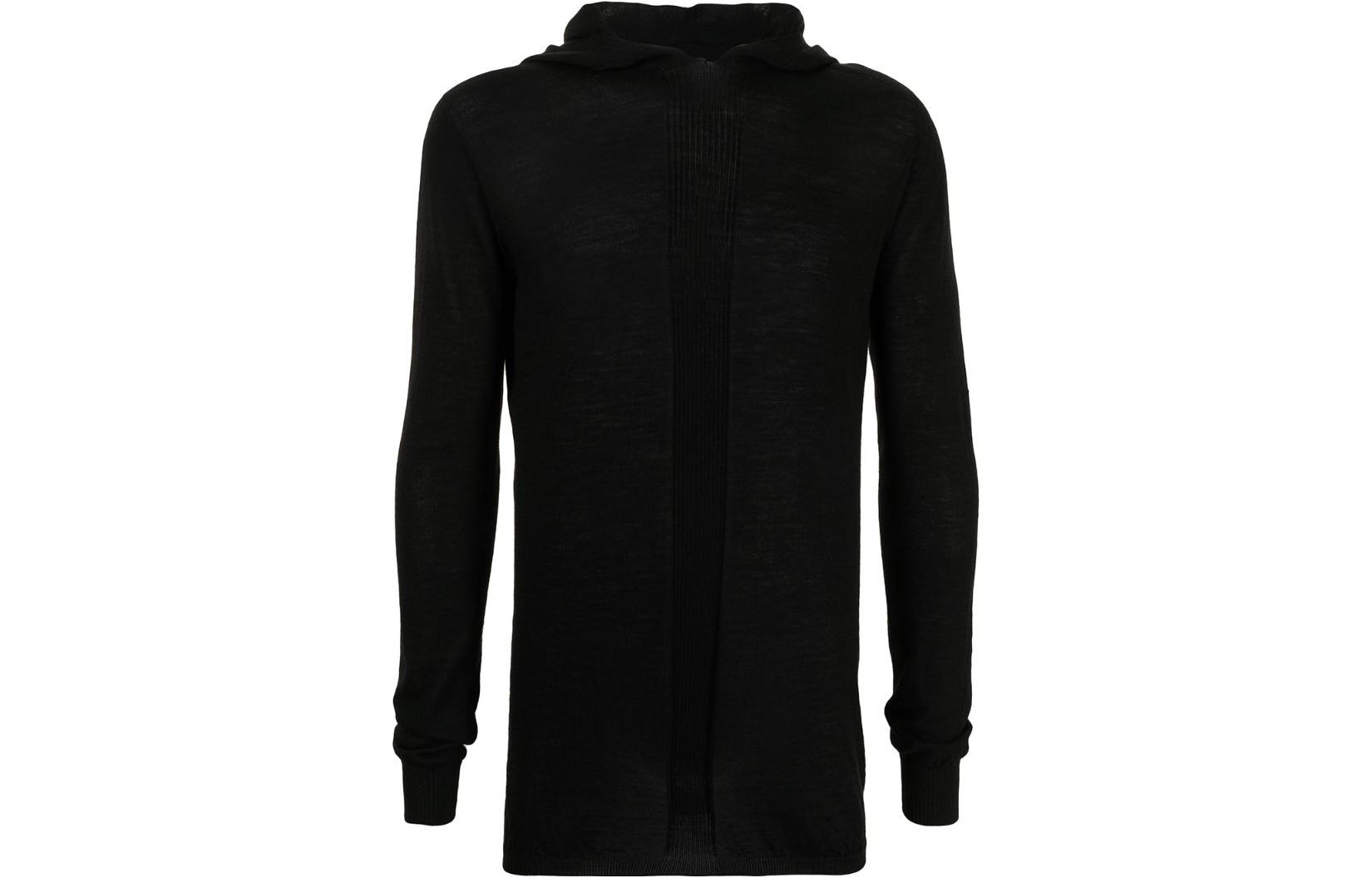 Rick Owens Black Solid Long Knit Hoodie RU02A5623M-09