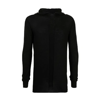 Rick Owens Black Solid Long Knit Hoodie RU02A5623M-09
