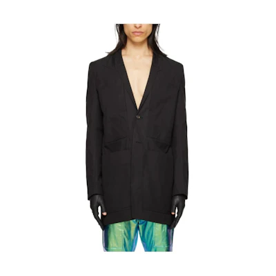Rick Owens Black Solid Slim Fit Single-Breasted V-Neck Jacket RU01C4723TF-09