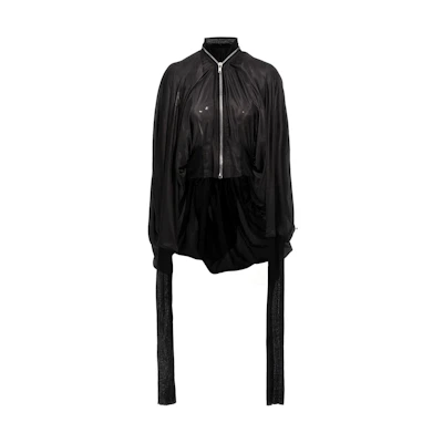 Rick Owens Black Solid Zip-Up Crewneck Jacket RR01D3708SHMR-09