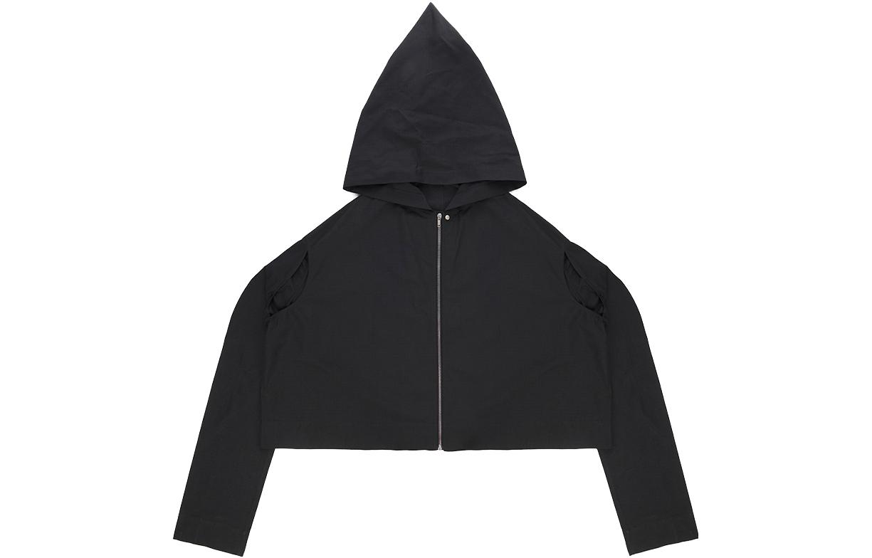 Rick Owens Black Solid Zip-Up Hoodie Jacket RR01C4712LNV-09