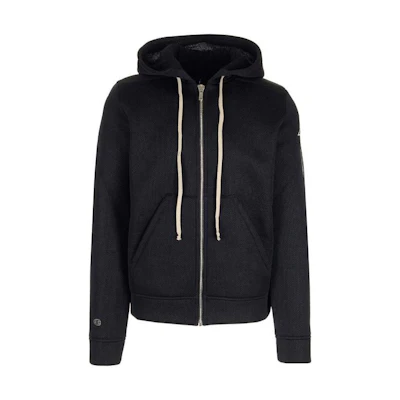 Rick Owens Black Solid Zip Hoodie with Print CM02C9222CHNE-T3
