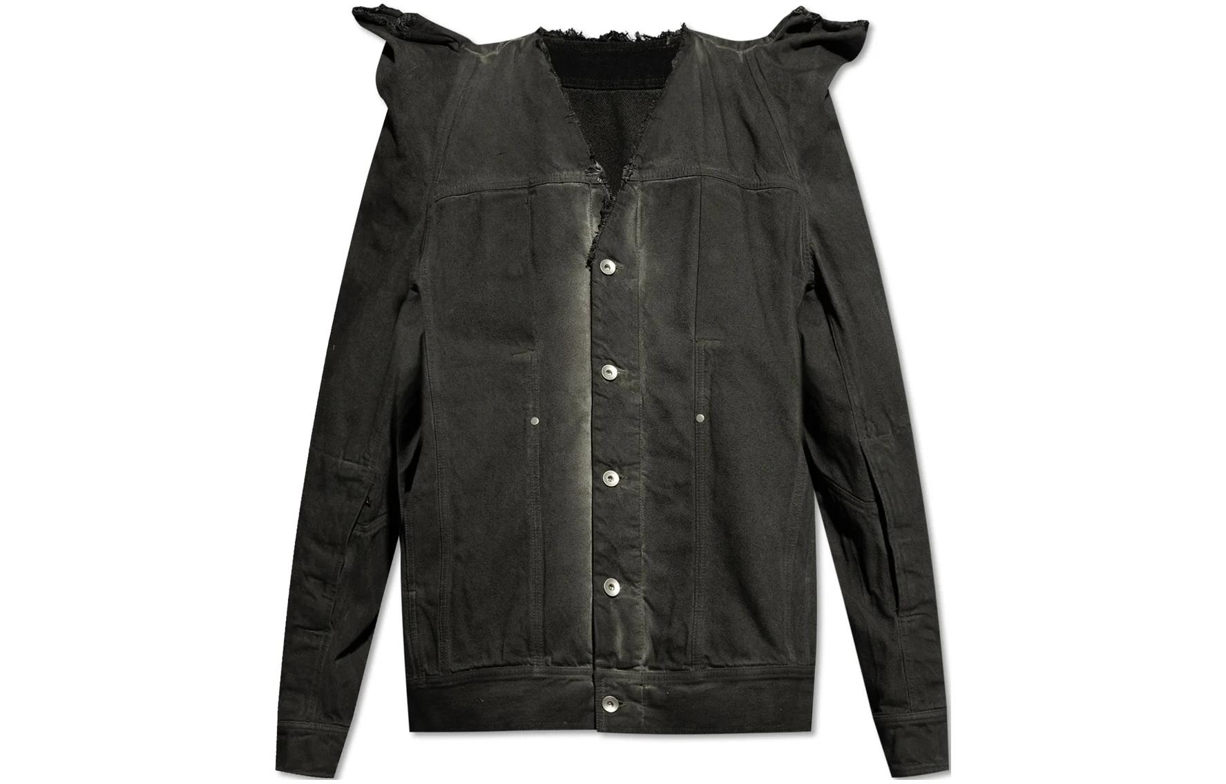 Rick Owens Black V-Neck Single-Breasted Long-Sleeve Jacket RR01D3719DK-78