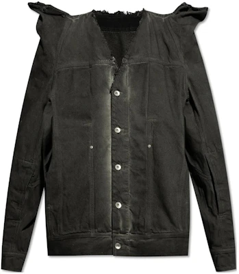 リックオウエンス ブラック Vネック シングルブレスト 長袖ジャケット RR01D3719DK-78 Buy リックオウエンス ブラック Vネック シングルブレスト 長袖ジャケット RR01D3719DK-78