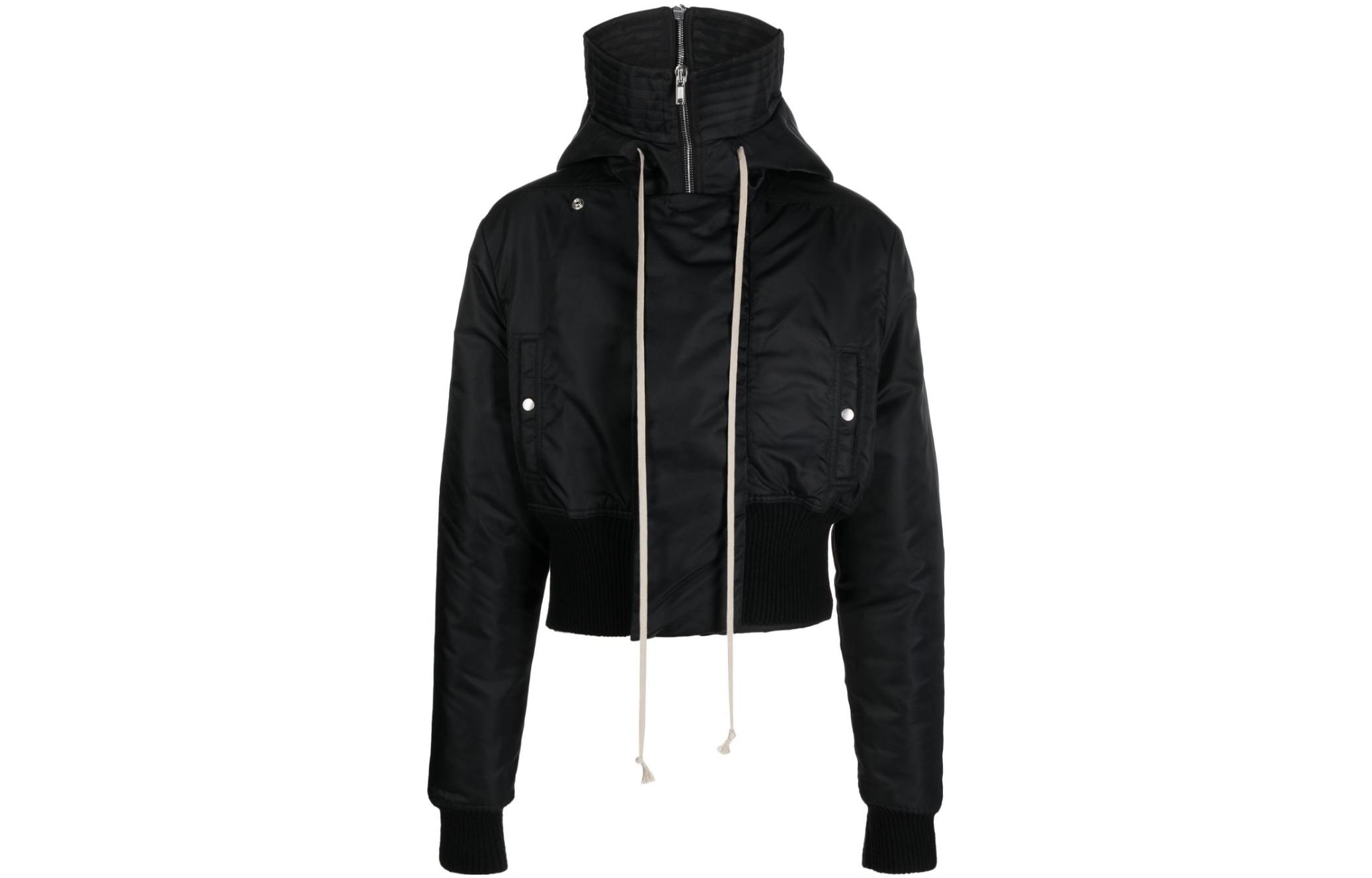 Rick Owens Black Zip-Up High-Collar Jacket RR02C7713BR-09