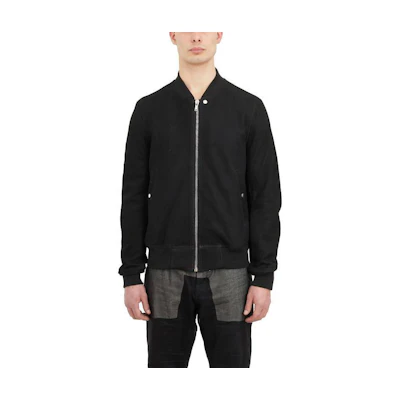 Rick Owens Black Zip-Up Slim Fit Jacket with High Collar HRU01D3782LCK-09