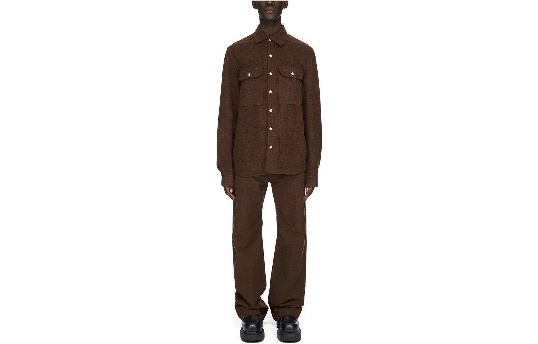 Rick Owens Brown Solid Long-Sleeve Jacket (Taxes & Fees Included) RU02C7729DD-04