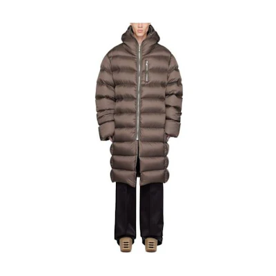Rick Owens Brown Zip-Up Hooded Long Jacket RR02B2910NZD4-34