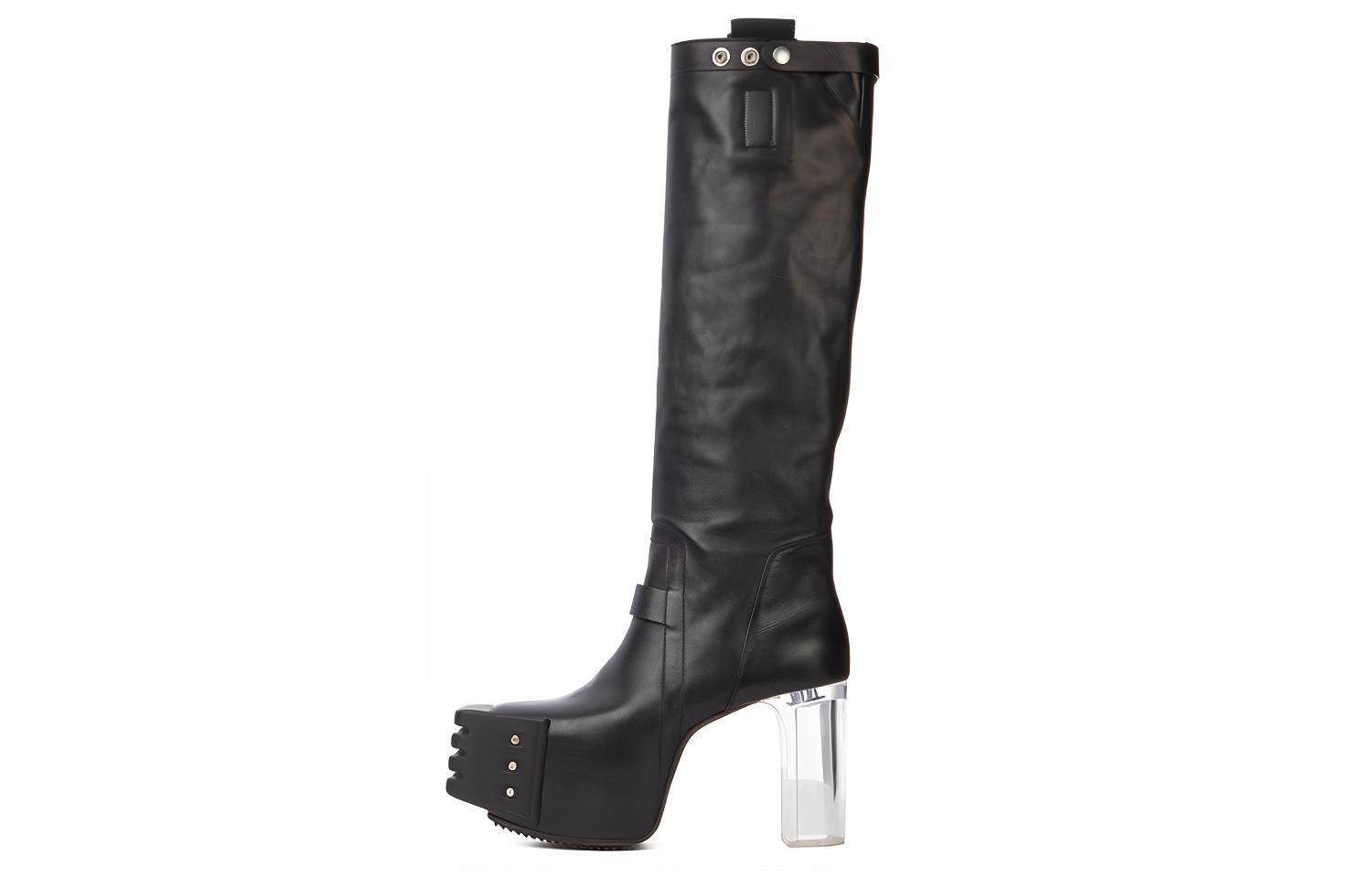 Rick Owens Calf Leather High-Top Boots 'Wax Matte Black' RU02B2827LCGGR-990