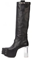 Rick Owens Calf Leather High-Top Boots 'Wax Matte Black' RU02B2827LCGGR-990 Rick Owens Calf Leather High-Top Boots 'Wax Matte Black' RU02B2827LCGGR-990