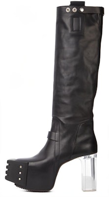 Rick Owens Calf Leather High-Top Boots 'Wax Matte Black' RU02B2827LCGGR-990 Buy Rick Owens Calf Leather High-Top Boots 'Wax Matte Black' RU02B2827LCGGR-990