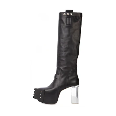 Rick Owens Calf Leather High-Top Boots 'Wax Matte Black'
