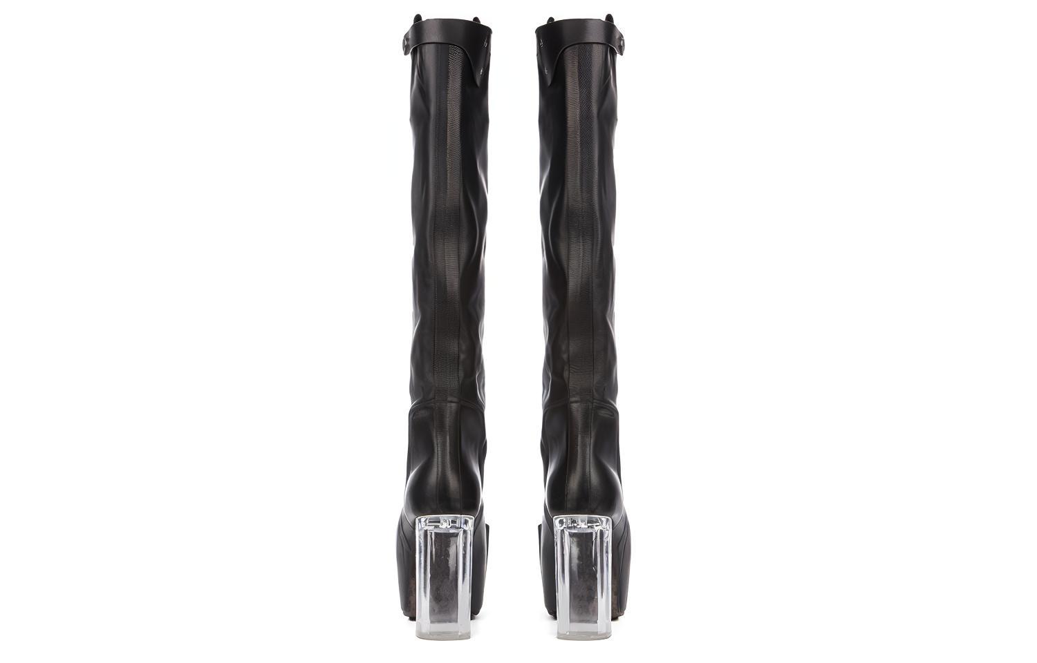 Shop Rick Owens Sepatu Boots Kulit Tinggi 'Wax Matte Black' RU02B2827LCGGR-990