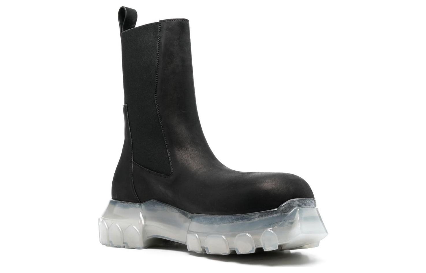 Order Rick Owens Calfskin Round Toe Ankle Chelsea Boots 'Black' RU01C4881LWN0-90