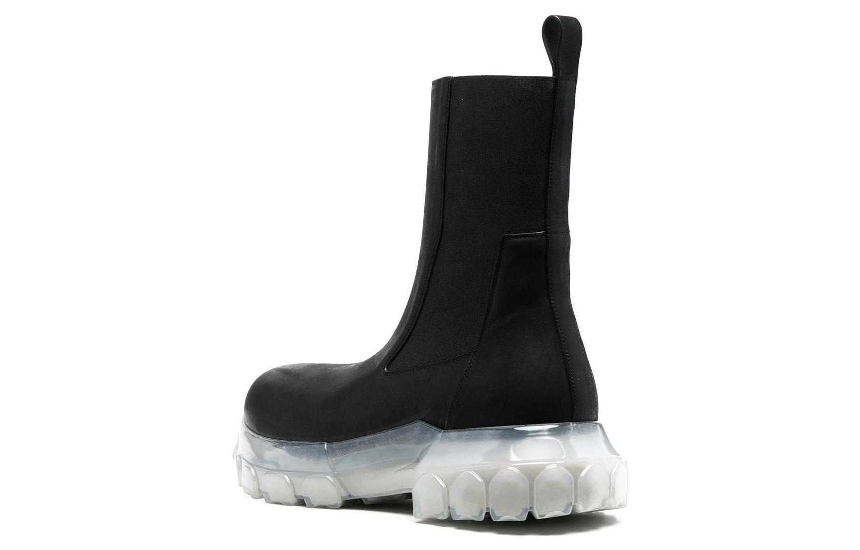 Lookbook Rick Owens But Chelsea Kulit Anak Lembu Hujung Bulat 'Hitam' RU01C4881LWN0-90