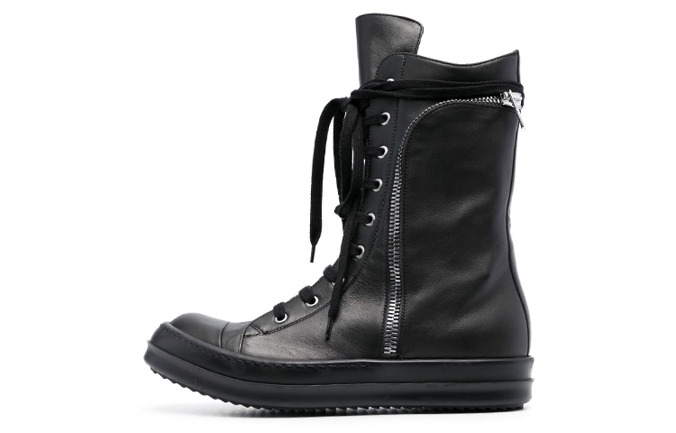 Rick Owens Cargo Basket 'Black Leather High-Top'
