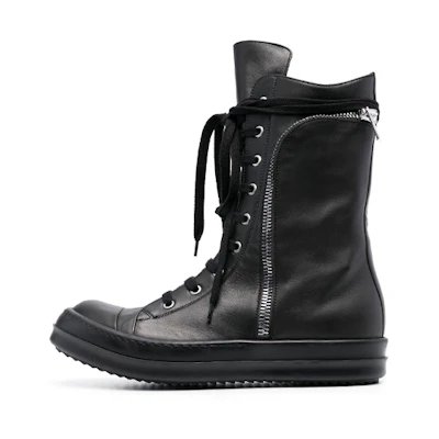 Rick Owens Cargo Basket 'Black Leather High-Top'