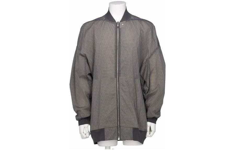 Rick Owens Checkered Zip Long Sleeve Jacket - Dark Gray 5123058M14013