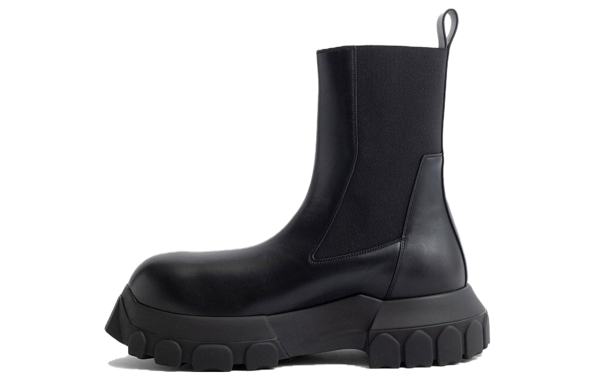 Buy Rick Owens Sepatu Chelsea 'Hitam Kulit Slip-On' RU02C7881LCG-99