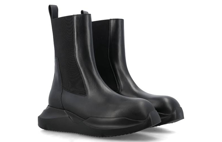 Rick Owens Chelsea Boot 'Black Leather Slip-On' 圖 3