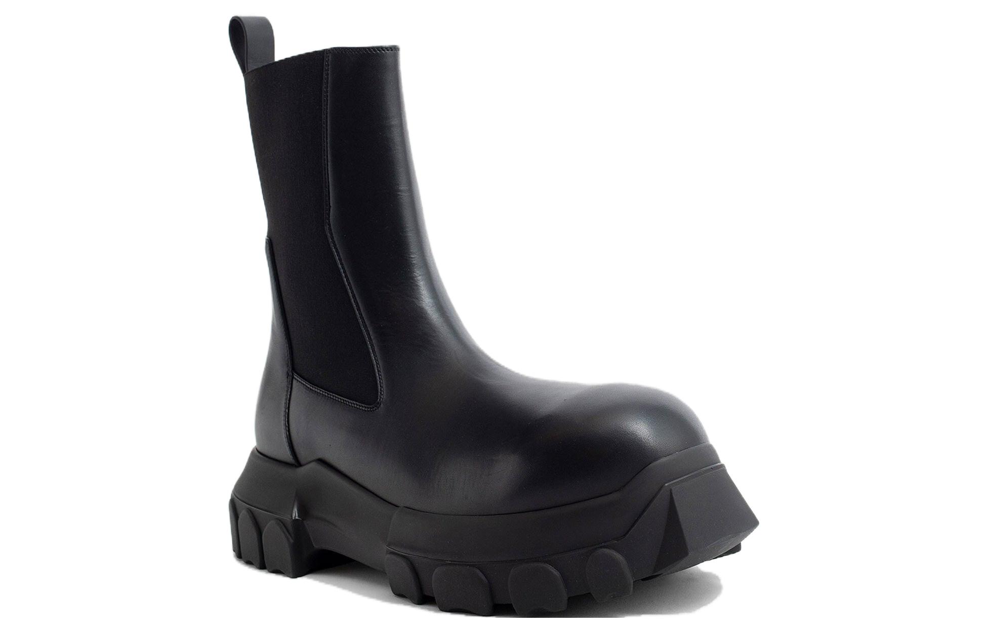 Lookbook Rick Owens Sepatu Chelsea 'Hitam Kulit Slip-On' RU02C7881LCG-99