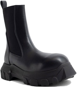 RICK OWENS/RO 皮革圓頭套穿短筒切爾西靴 男款 黑色 Lookbook RICK OWENS/RO 皮革圓頭套穿短筒切爾西靴 男款 黑色