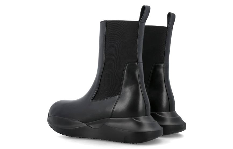 Rick Owens Chelsea Boot 'Black Leather Slip-On' 圖 4