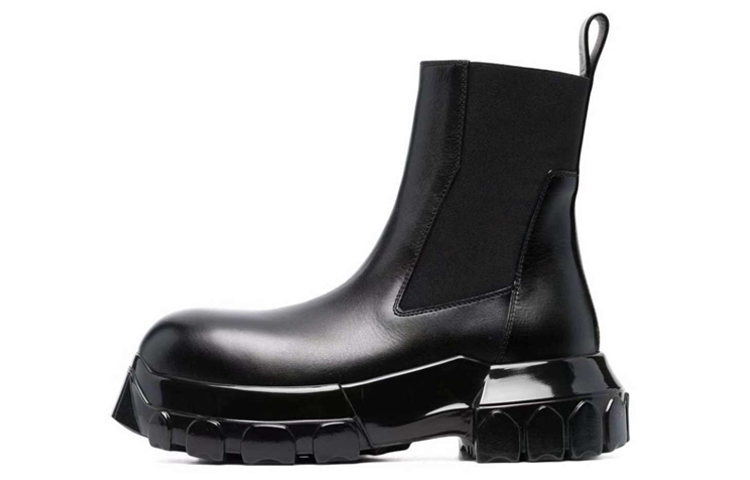 Rick Owens Chelsea Boots 'Black Leather Platform'