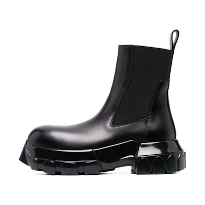Rick Owens Chelsea Boots 'Black Leather Platform'