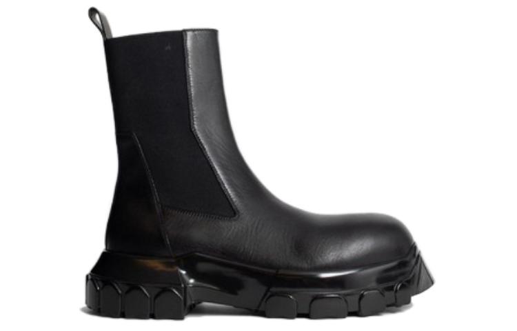 Rick Owens Chelsea Boots 'Black Leather Platform' 圖 2