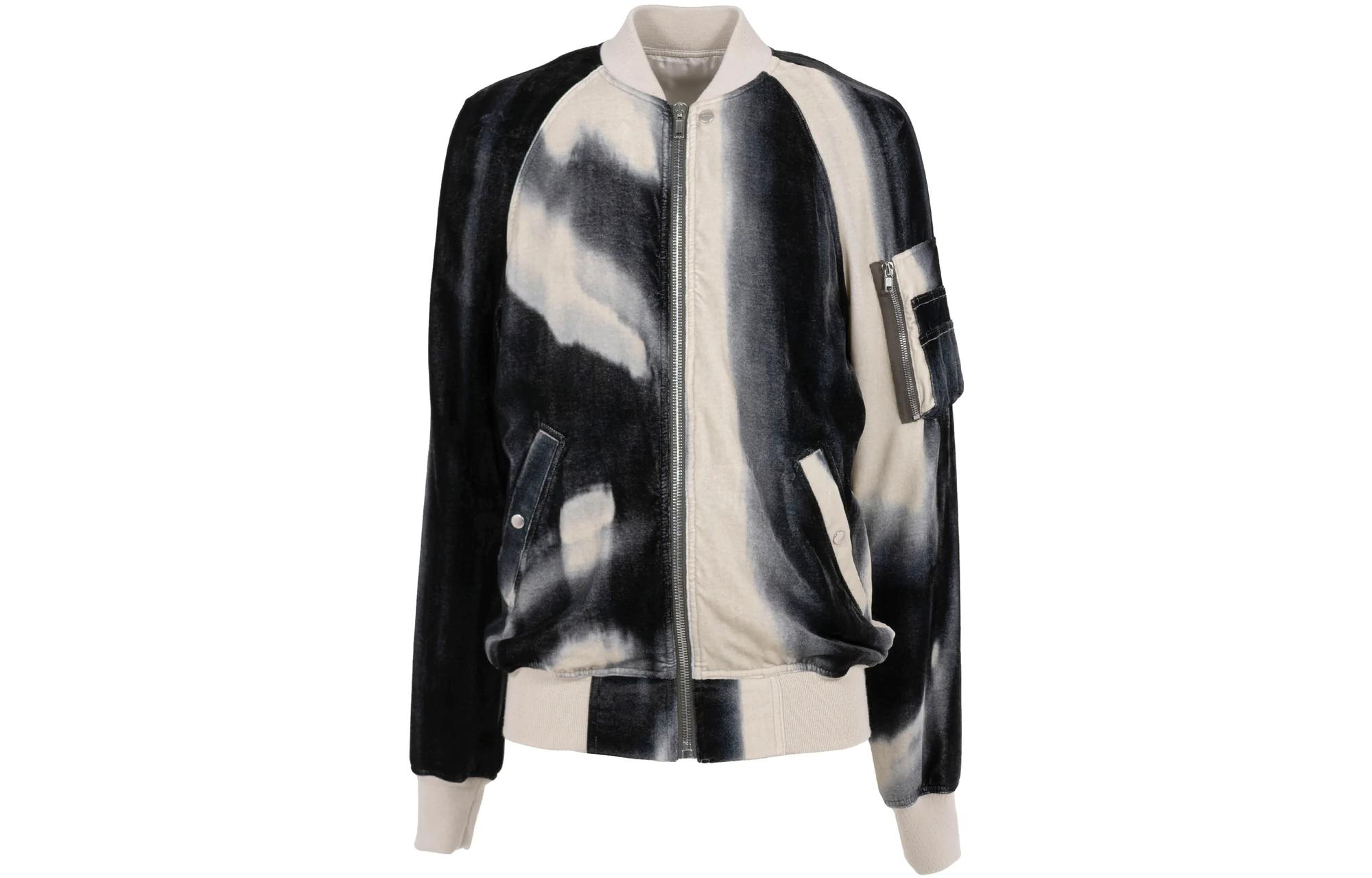 Rick Owens Colorblock Stand Collar Zip Jacket - Black RU02B2793VP2-908