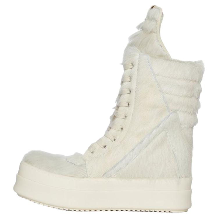 Rick Owens Concordians Runway Megageobaskets White High-Top Sneakers. RR02E1855LHL-1111
