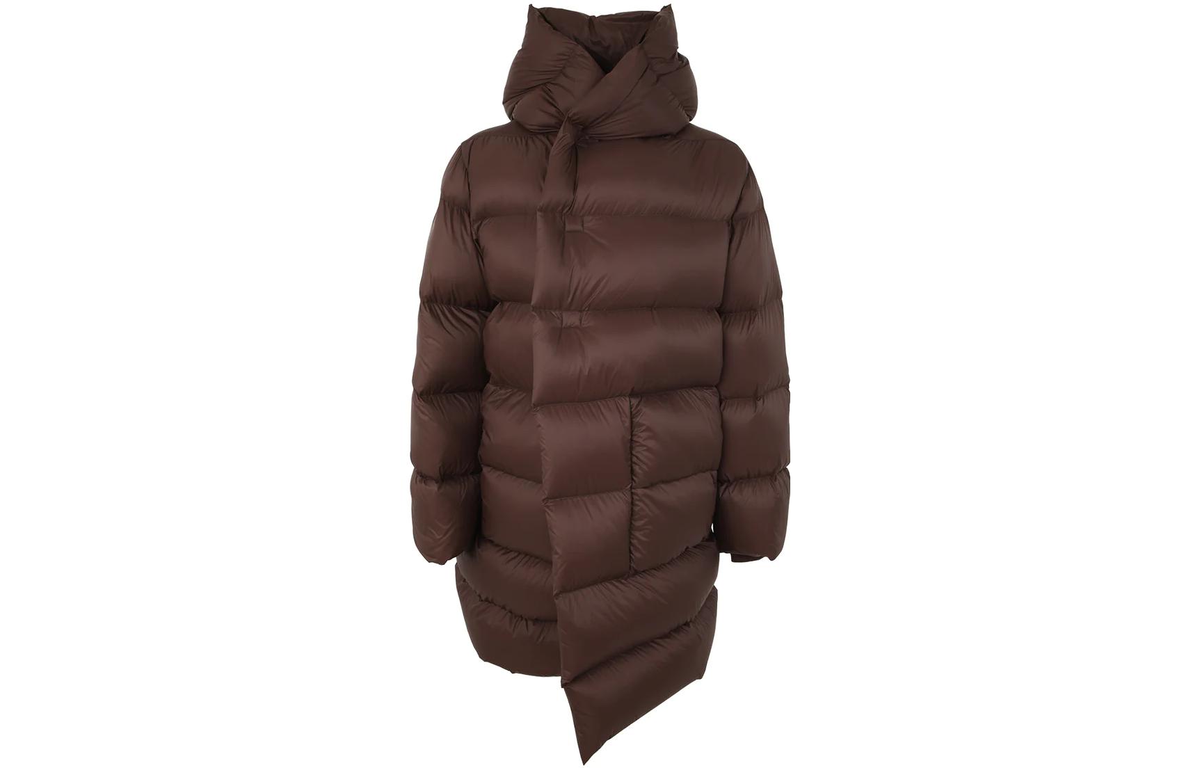 Rick Owens Dark Brown Stand Collar Loose Long-Sleeve Jacket RU02C7998NPD304