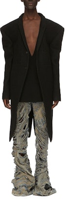 リックオウエンス ディストレスト フレア デニム ジーンズ パールグレー RR02C7315DMPSH98 Lookbook リックオウエンス ディストレスト フレア デニム ジーンズ パールグレー RR02C7315DMPSH98