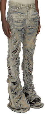 リックオウエンス ディストレスト フレア デニム ジーンズ パールグレー RR02C7315DMPSH98 Details for リックオウエンス ディストレスト フレア デニム ジーンズ パールグレー RR02C7315DMPSH98