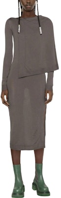 RICK OWENS Draped Long Sleeve Solid Dress Mist Gray. RO02B6692M34 Lookbook RICK OWENS Draped Long Sleeve Solid Dress Mist Gray. RO02B6692M34