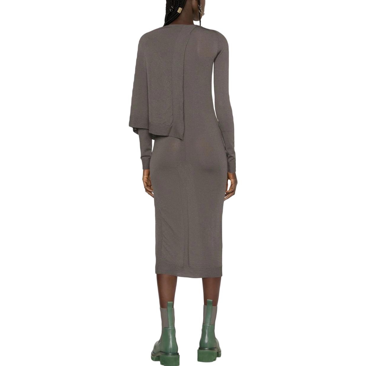 Shop RICK OWENS Draped Long Sleeve Solid Dress Mist Gray. RO02B6692M34