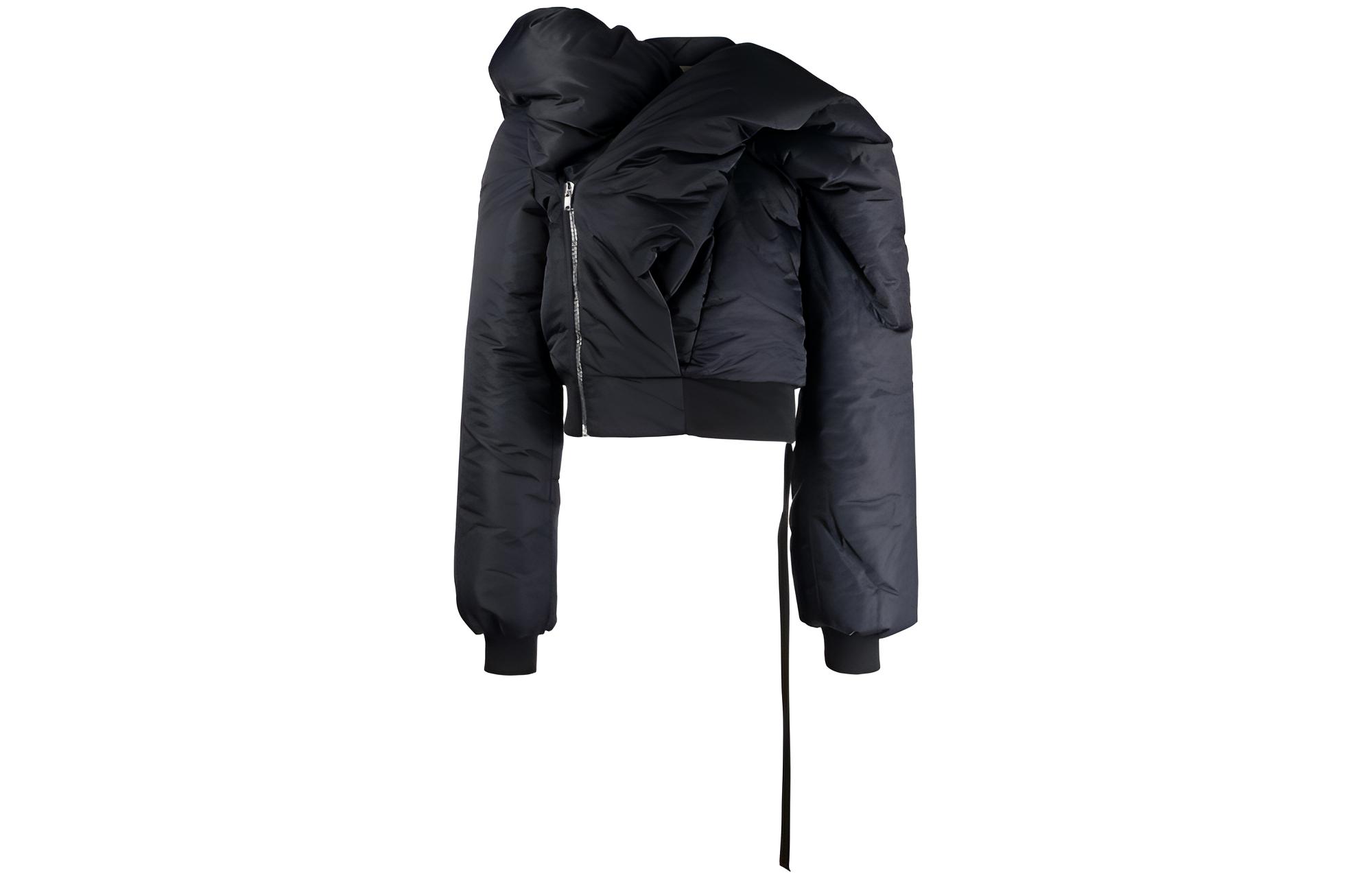 Rick Owens DRKSHDW  Black Asymmetric Zip Cotton Jacket. DU02C5775BR