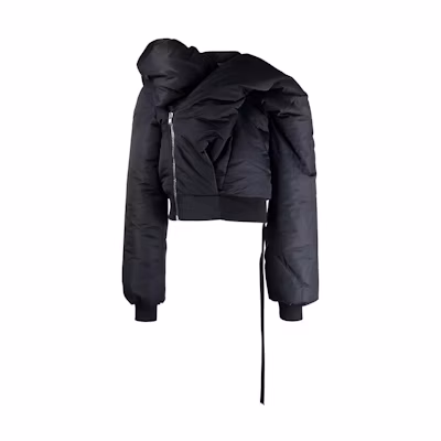 Rick Owens DRKSHDW Black Asymmetric Zip Cotton Jacket. DU02C5775BR