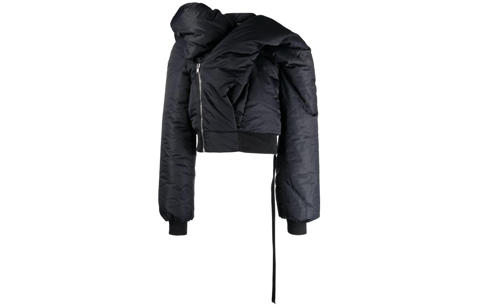 Order Rick Owens DRKSHDW Jaket Hitam Zip Asimetris Katun. DU02C5775BR