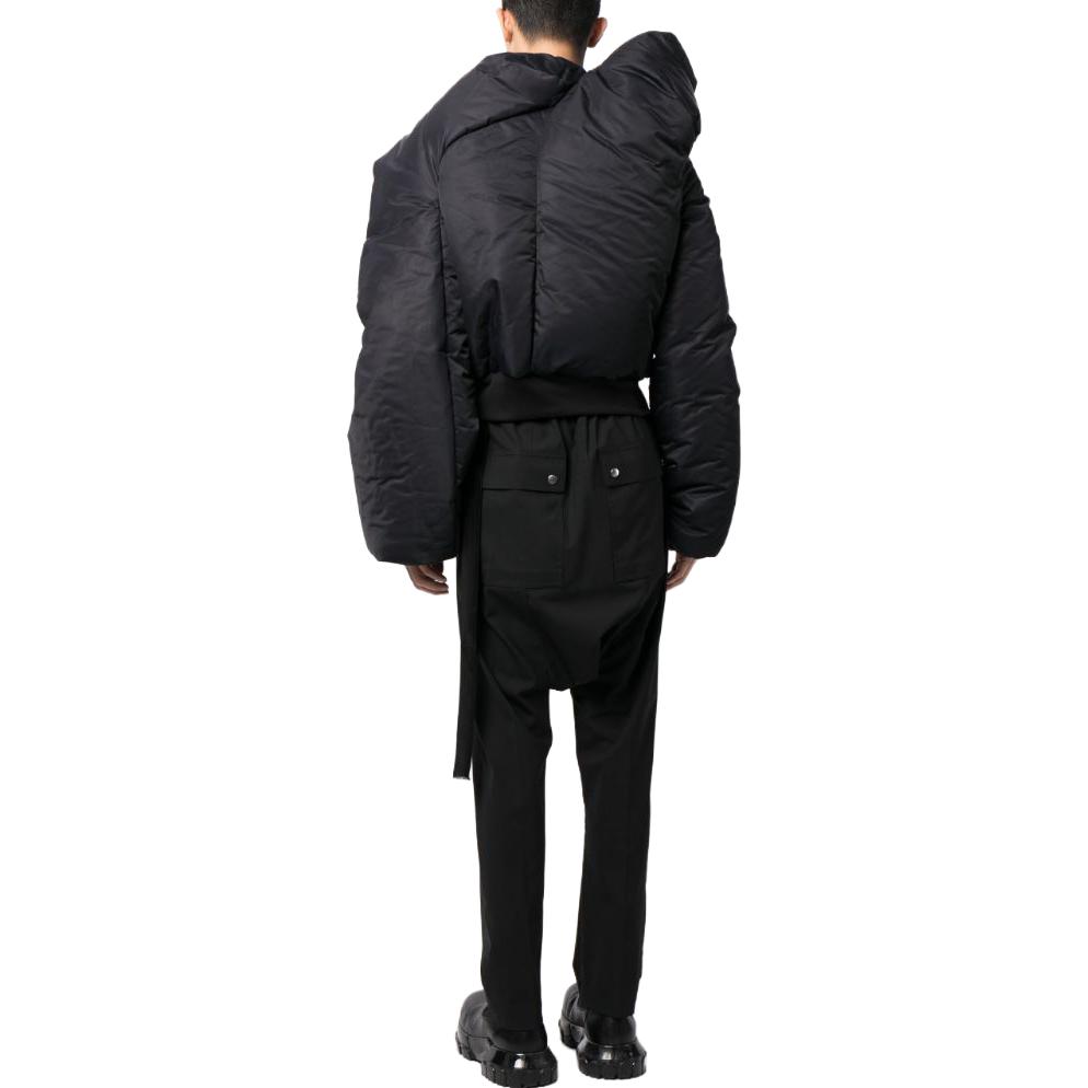 Shop Rick Owens DRKSHDW Jaket Hitam Zip Asimetris Katun. DU02C5775BR