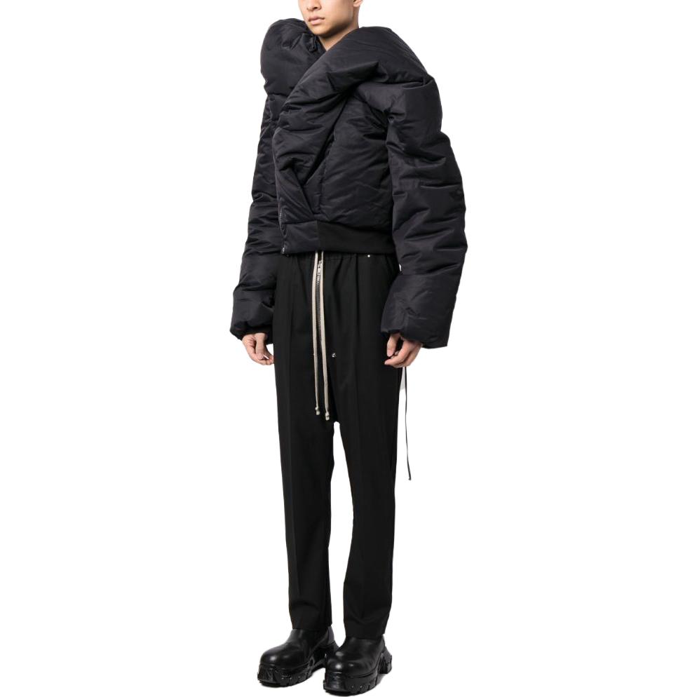 Purchase Rick Owens DRKSHDW Jaket Hitam Zip Asimetris Katun. DU02C5775BR